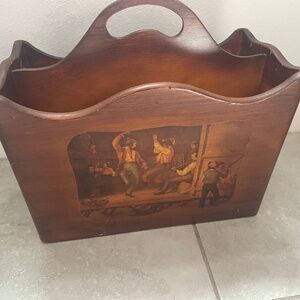 Vintage wood magazine holder